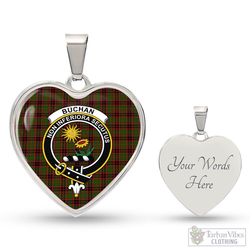 Tartan Vibes Clothing Buchan Modern Tartan Heart Necklace with Family Crest