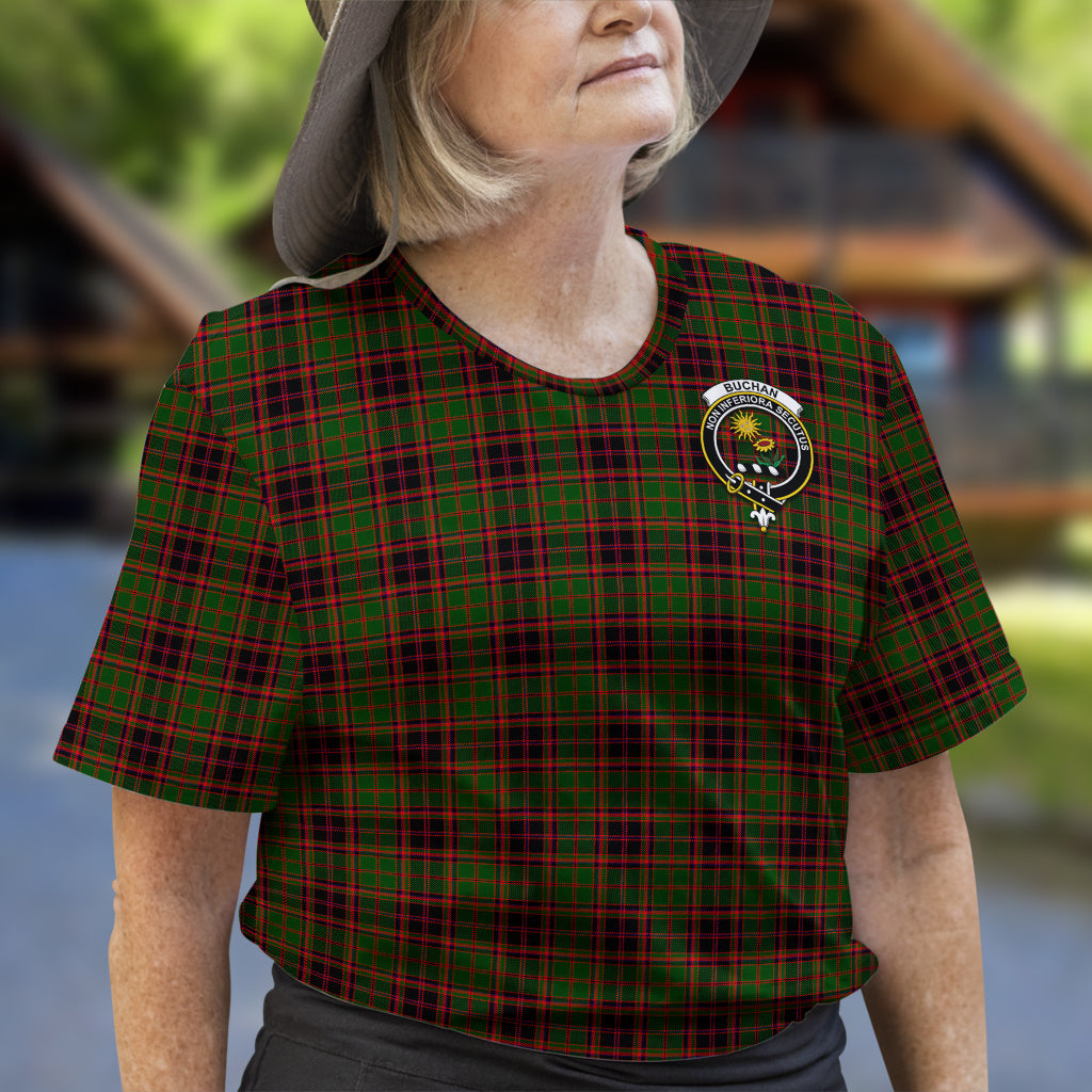 Buchan Tartan T-Shirt with Family Crest - Tartan Vibes Clothing