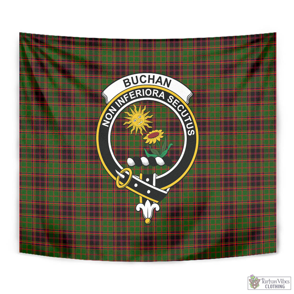 Tartan Vibes Clothing Buchan Modern Tartan Tapestry Wall Hanging and Home Decor for Room with Family Crest