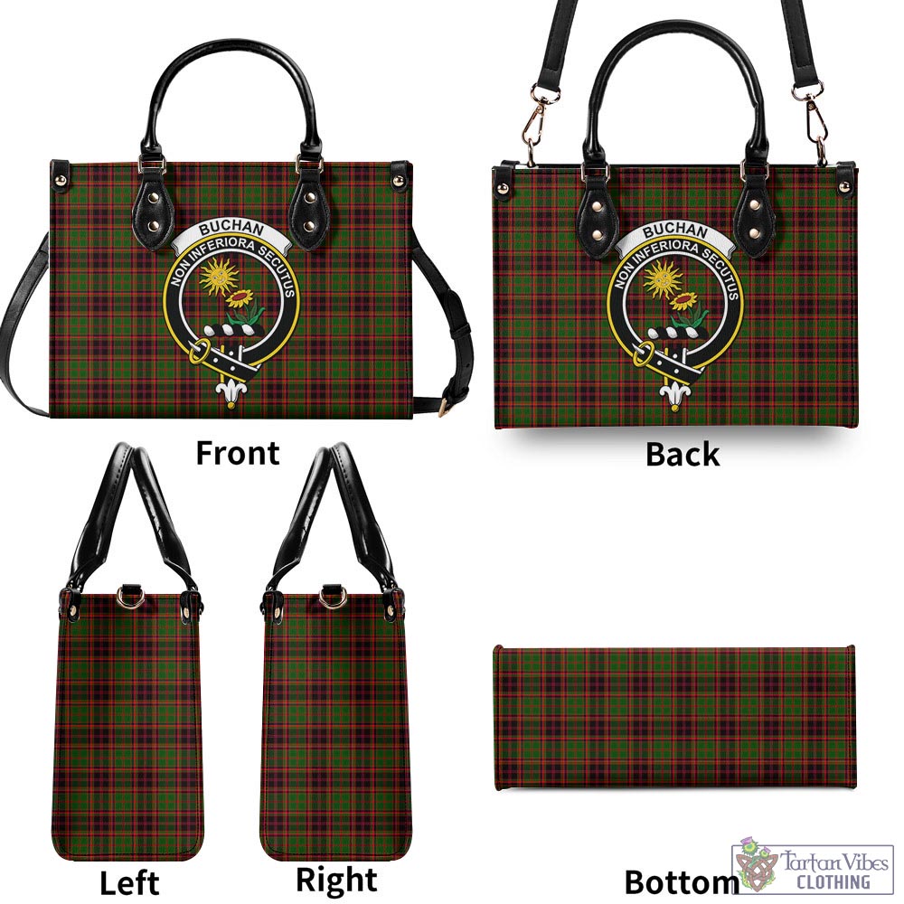 Tartan Vibes Clothing Buchan Modern Tartan Luxury Leather Handbags with Family Crest