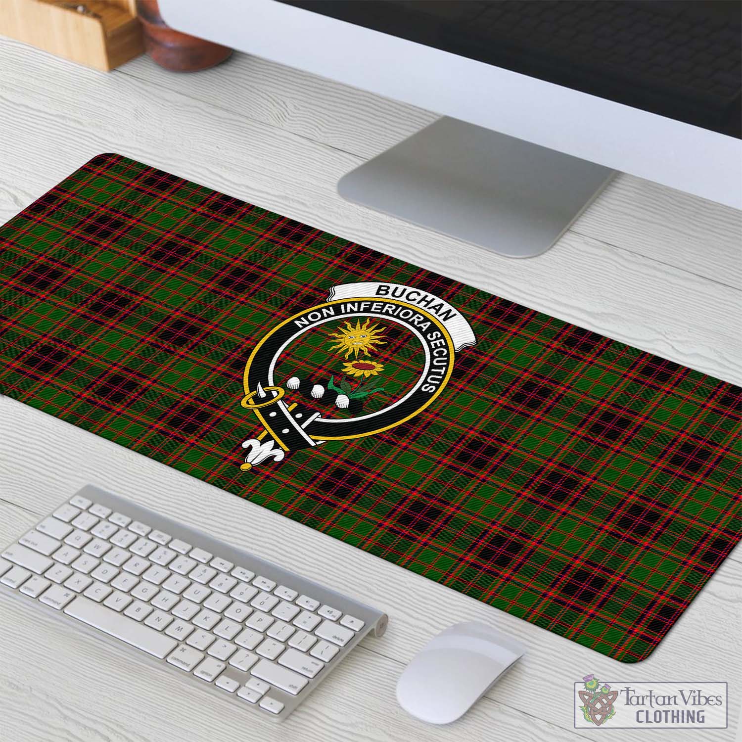 Tartan Vibes Clothing Buchan Modern Tartan Mouse Pad with Family Crest