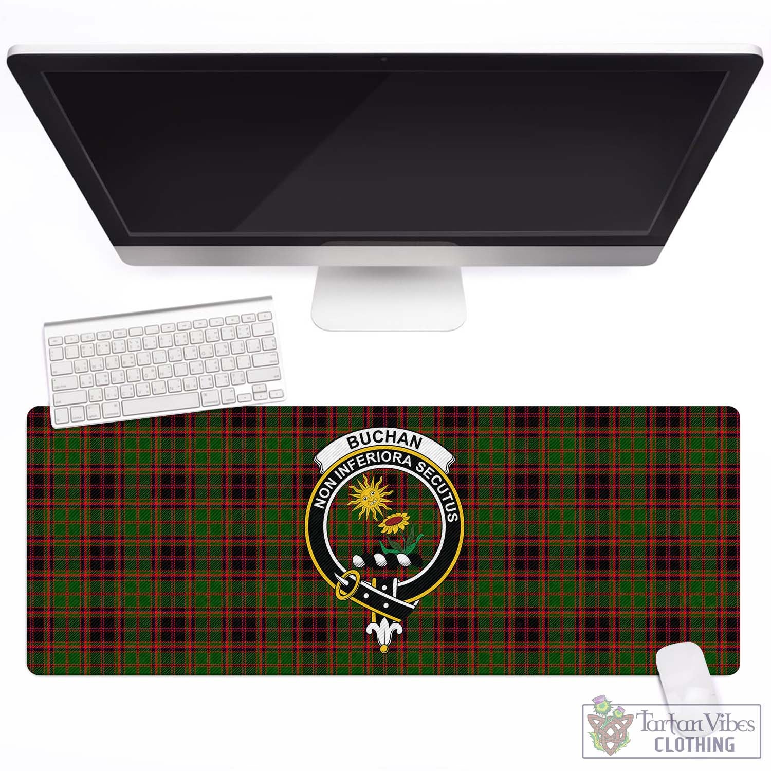 Tartan Vibes Clothing Buchan Modern Tartan Mouse Pad with Family Crest