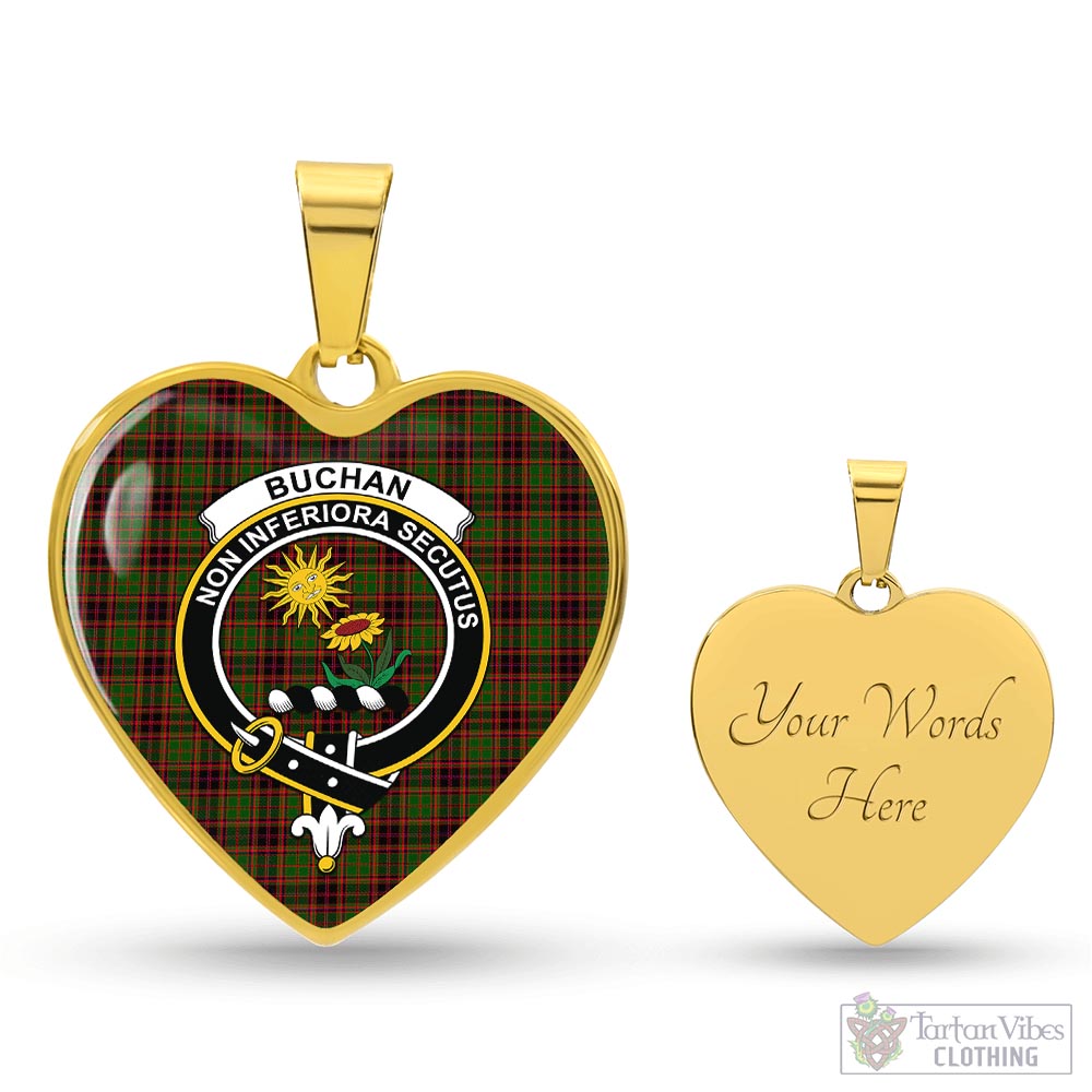 Tartan Vibes Clothing Buchan Modern Tartan Heart Necklace with Family Crest