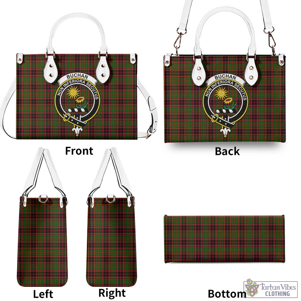 Tartan Vibes Clothing Buchan Modern Tartan Luxury Leather Handbags with Family Crest