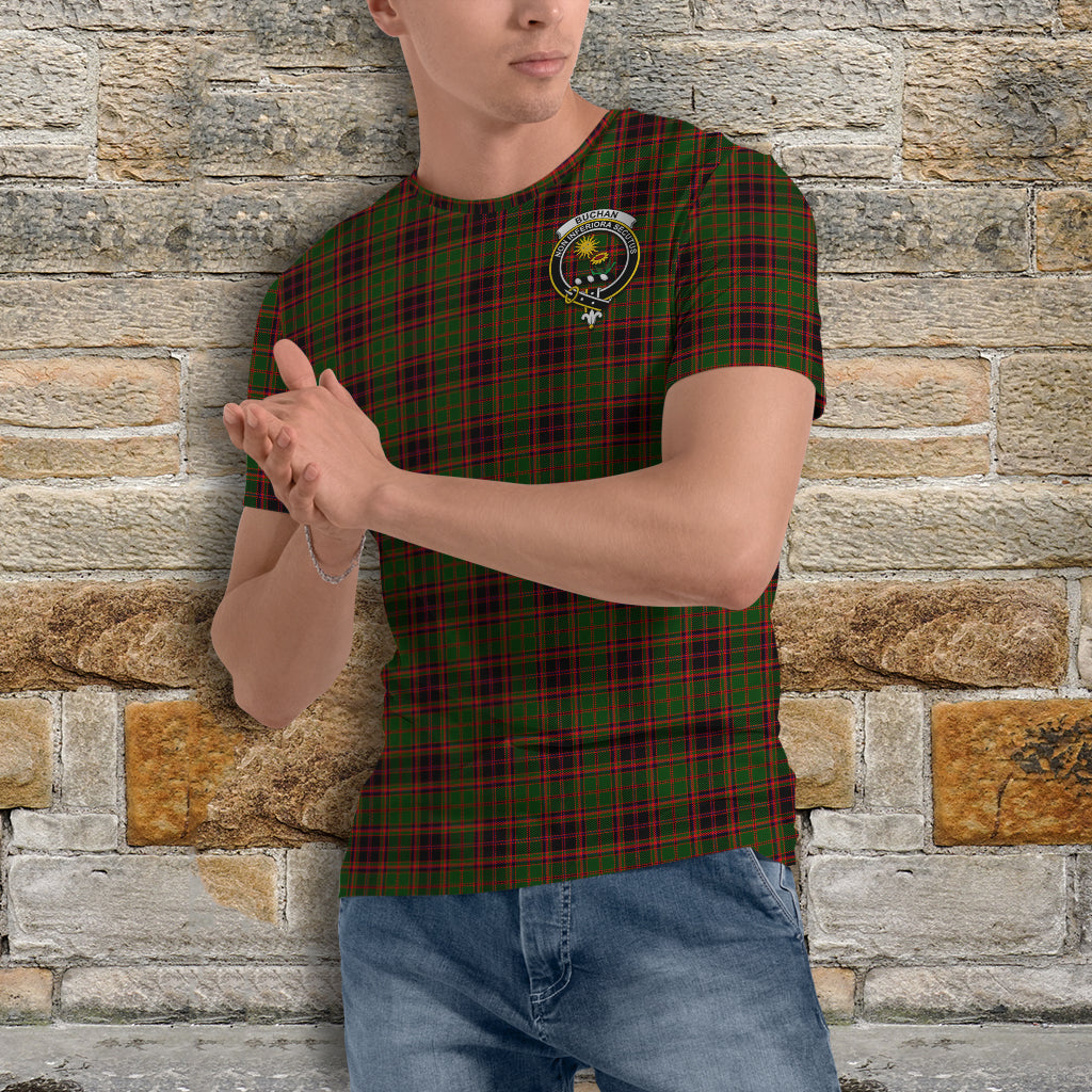 Buchan Tartan T-Shirt with Family Crest - Tartan Vibes Clothing