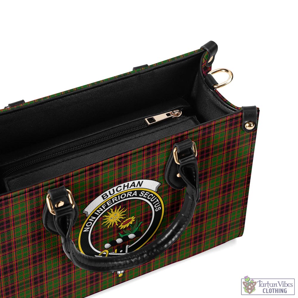 Tartan Vibes Clothing Buchan Modern Tartan Luxury Leather Handbags with Family Crest