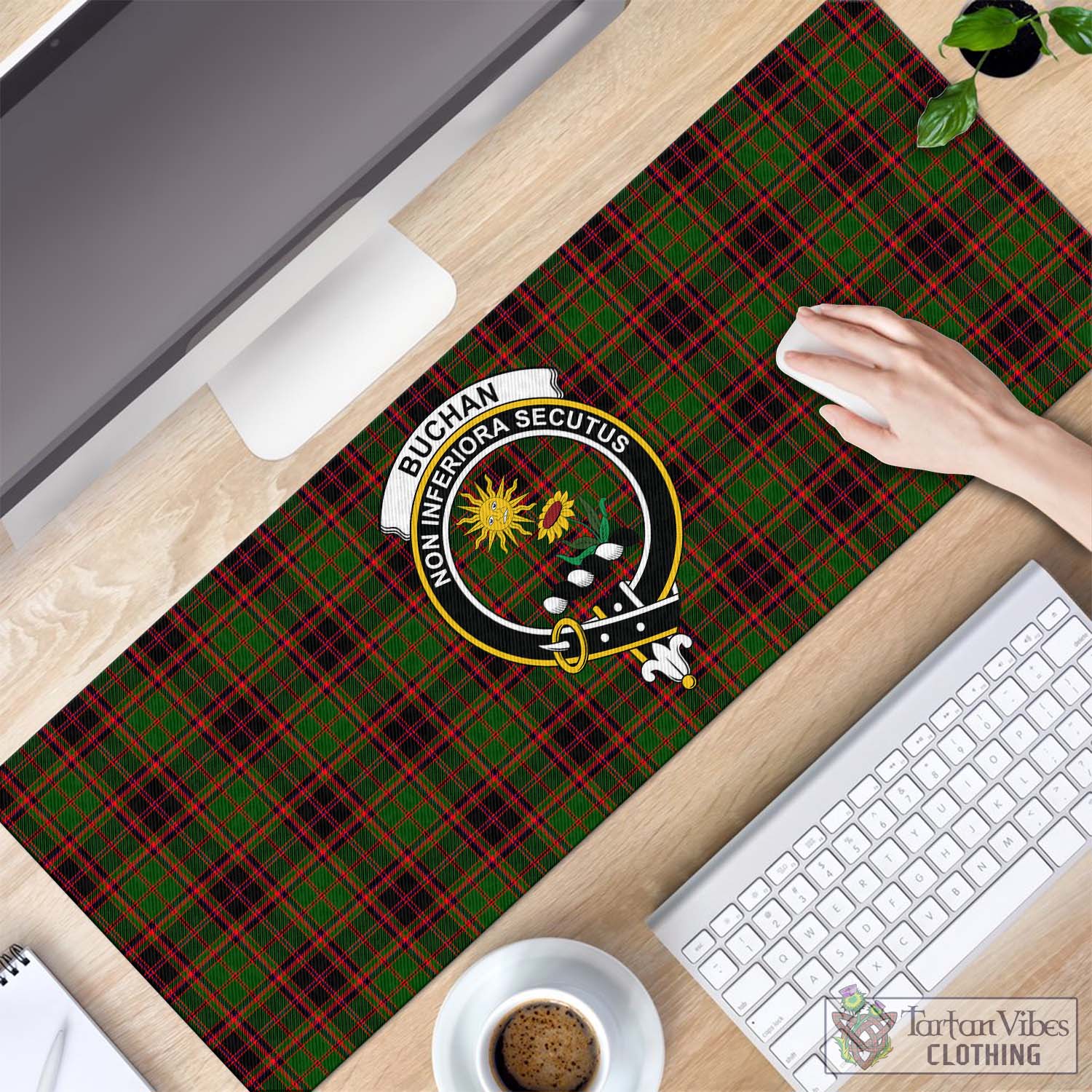 Tartan Vibes Clothing Buchan Modern Tartan Mouse Pad with Family Crest