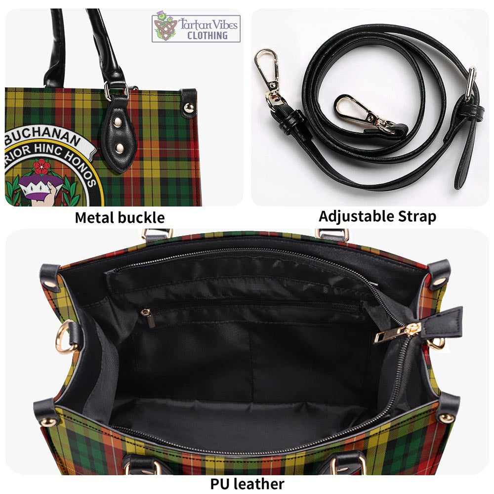 Tartan Vibes Clothing Buchanan Tartan Luxury Leather Handbags with Family Crest