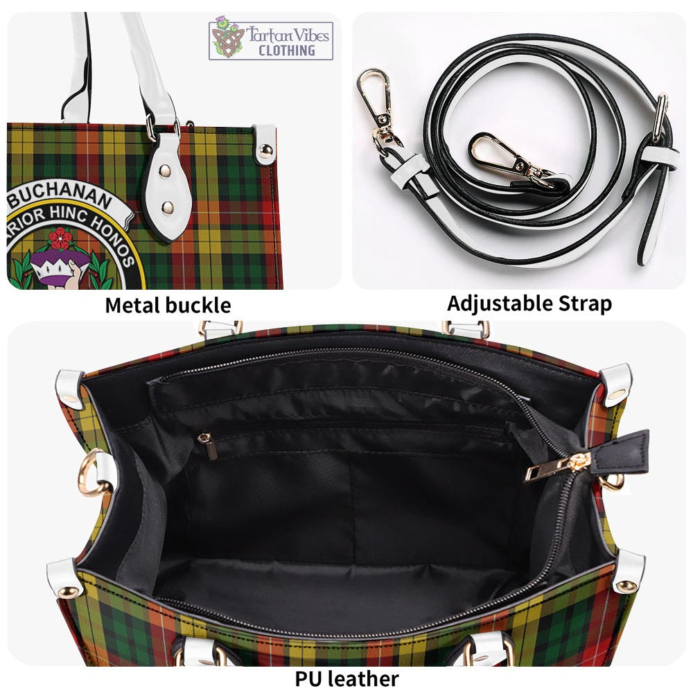 Tartan Vibes Clothing Buchanan Tartan Luxury Leather Handbags with Family Crest