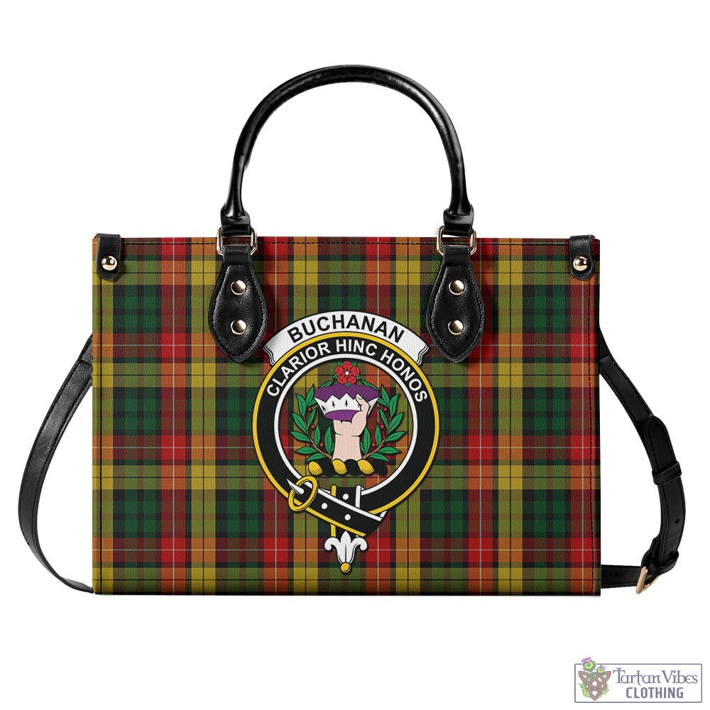 Tartan Vibes Clothing Buchanan Tartan Luxury Leather Handbags with Family Crest