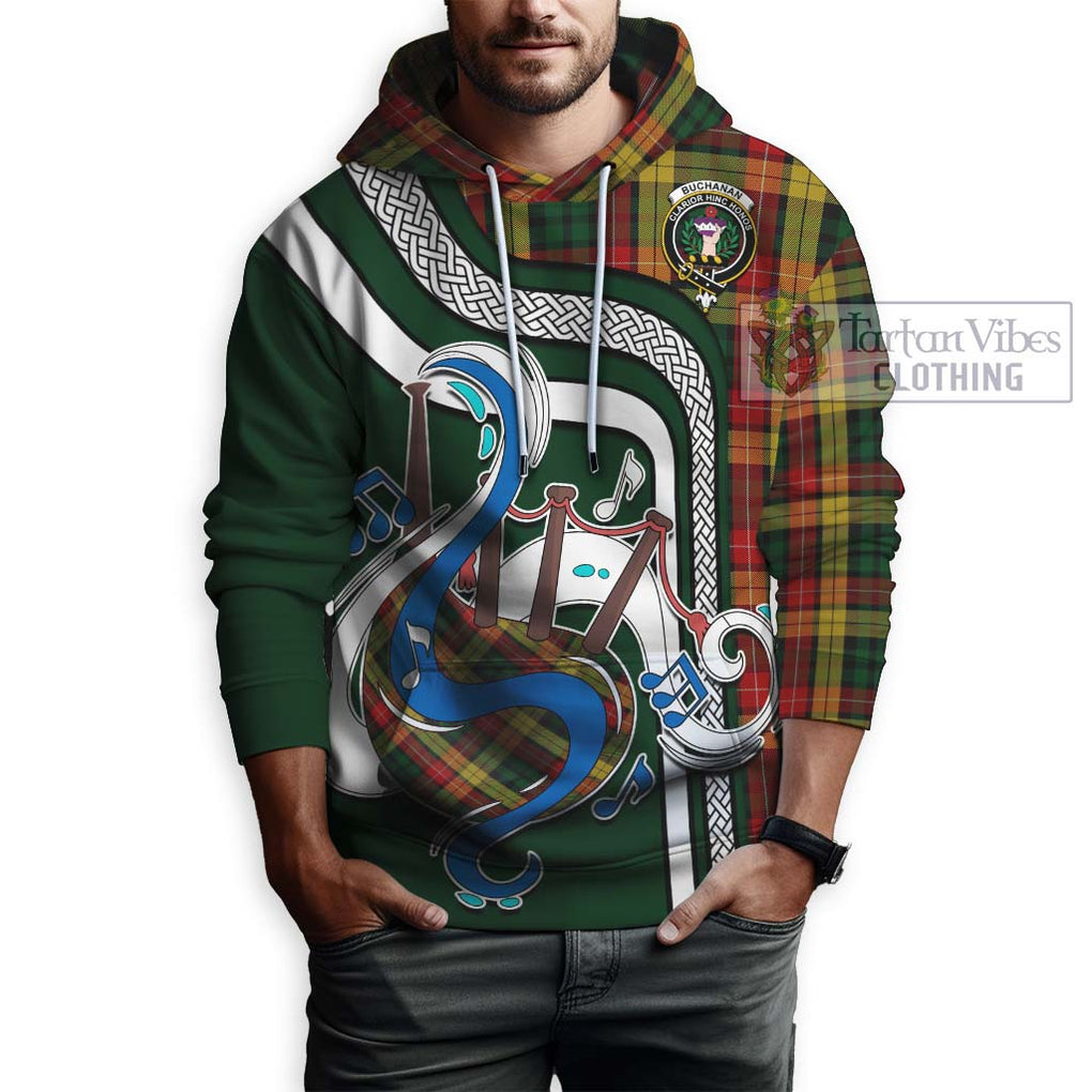 Buchanan Tartan Hoodie with Epic Bagpipe Style Zip Hoodie - Tartanvibesclothing Shop