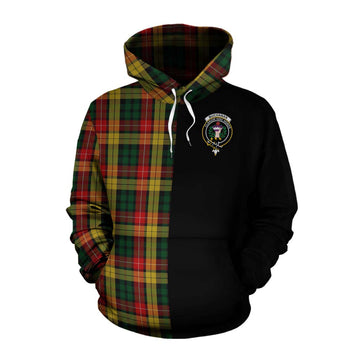 Buchanan Tartan Cotton Hoodie with Family Crest and Half Of Me Style