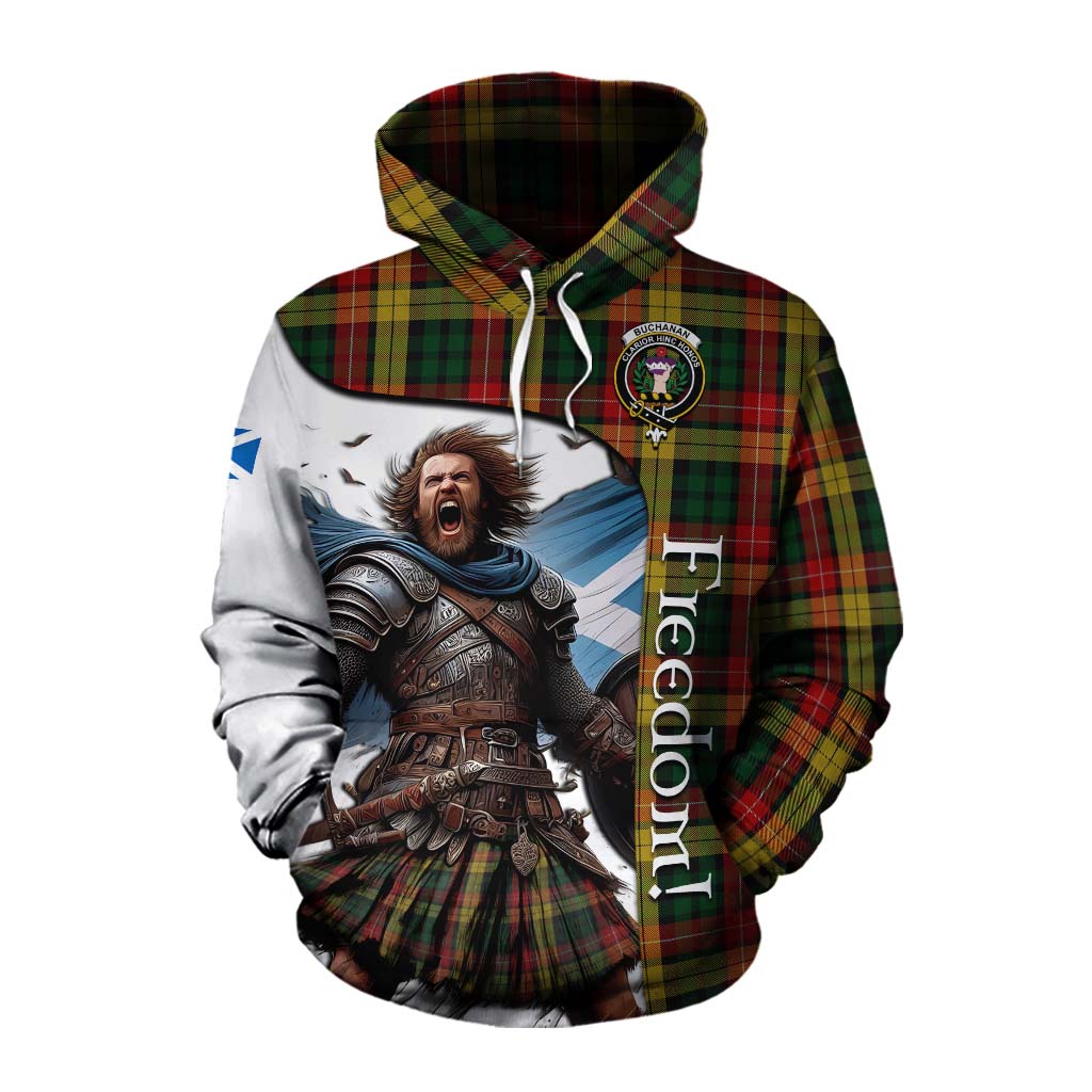 Tartan Vibes Clothing Buchanan Crest Tartan Cotton Hoodie Inspired by the Freedom of Scottish Warrior