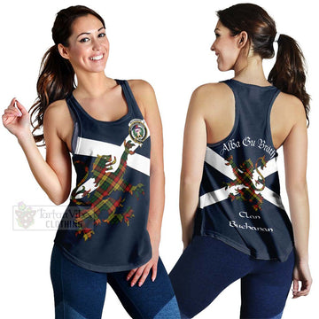 Buchanan Tartan Lion Rampant Women's Racerback Tanks  Proudly Display Your Heritage with Alba Gu Brath and Clan Name