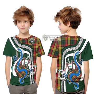 Buchanan Tartan Kid T-Shirt with Epic Bagpipe Style