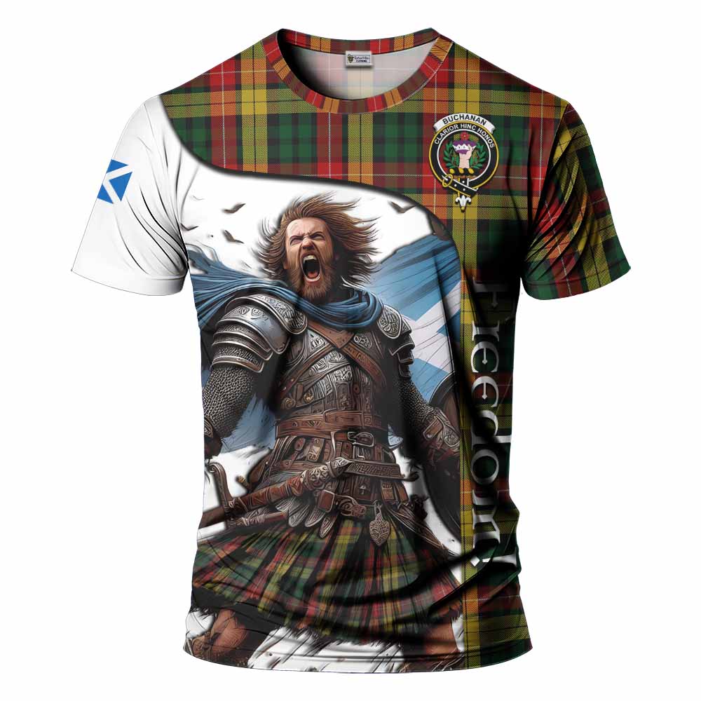 Buchanan Crest Tartan T-Shirt Inspired by the Freedom of Scottish Warrior