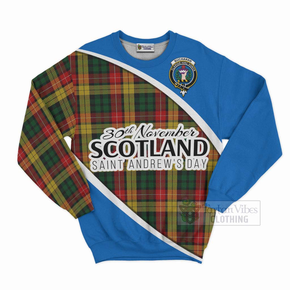 Tartan Vibes Clothing Buchanan Family Crest Tartan Sweatshirt Celebrate Saint Andrew's Day in Style