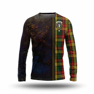 Buchanan Tartan Family Crest Long Sleeve T-Shirt Alba Gu Brath Be Brave Lion Ancient Style Unisex - Tartan Vibes Clothing