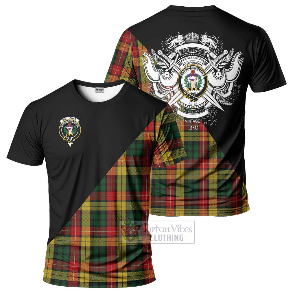 Buchanan Tartan T-Shirt with Family Crest and Military Logo Style Kid's Shirt - Tartanvibesclothing Shop