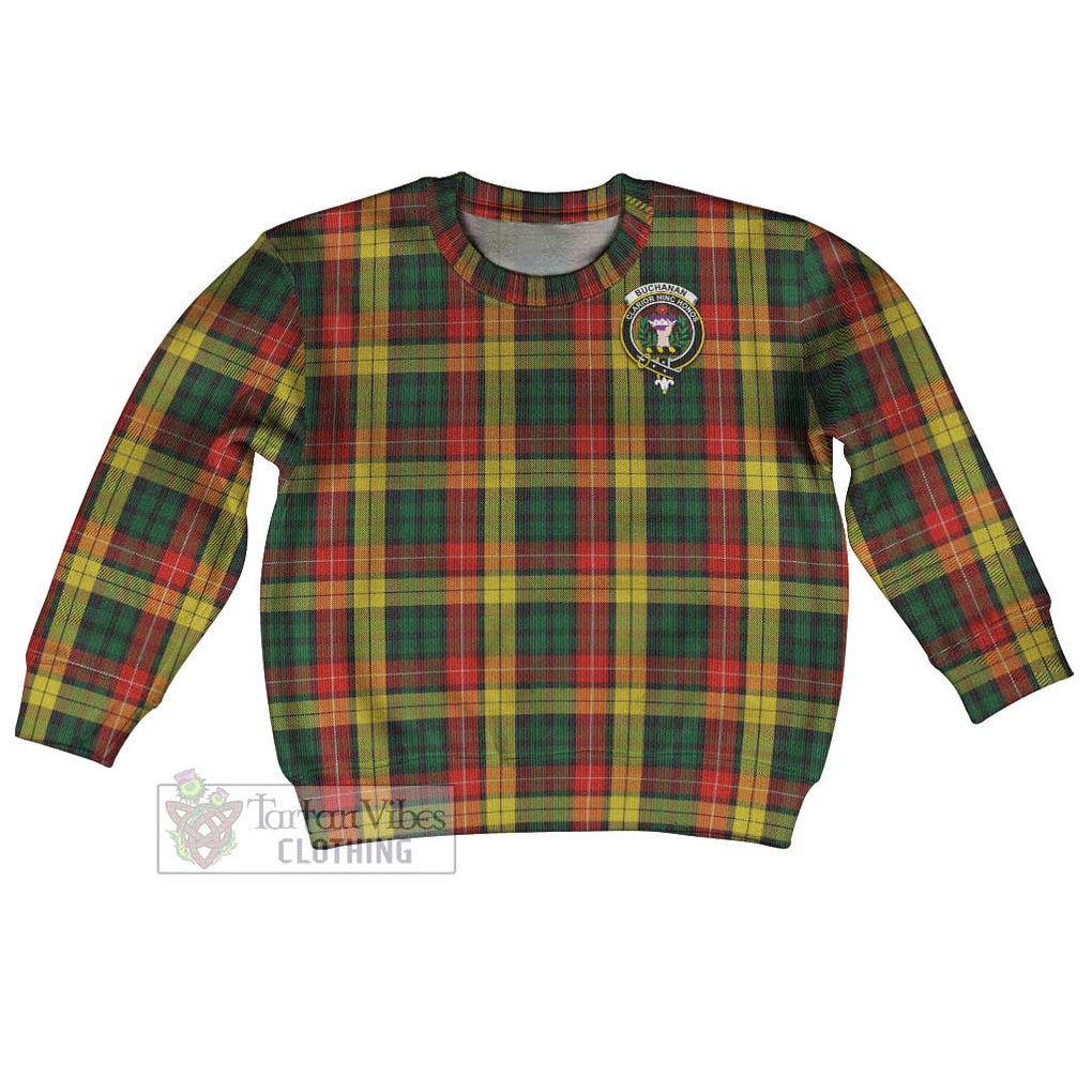 Tartan Vibes Clothing Buchanan Tartan Kid Ugly Sweater with Family Crest