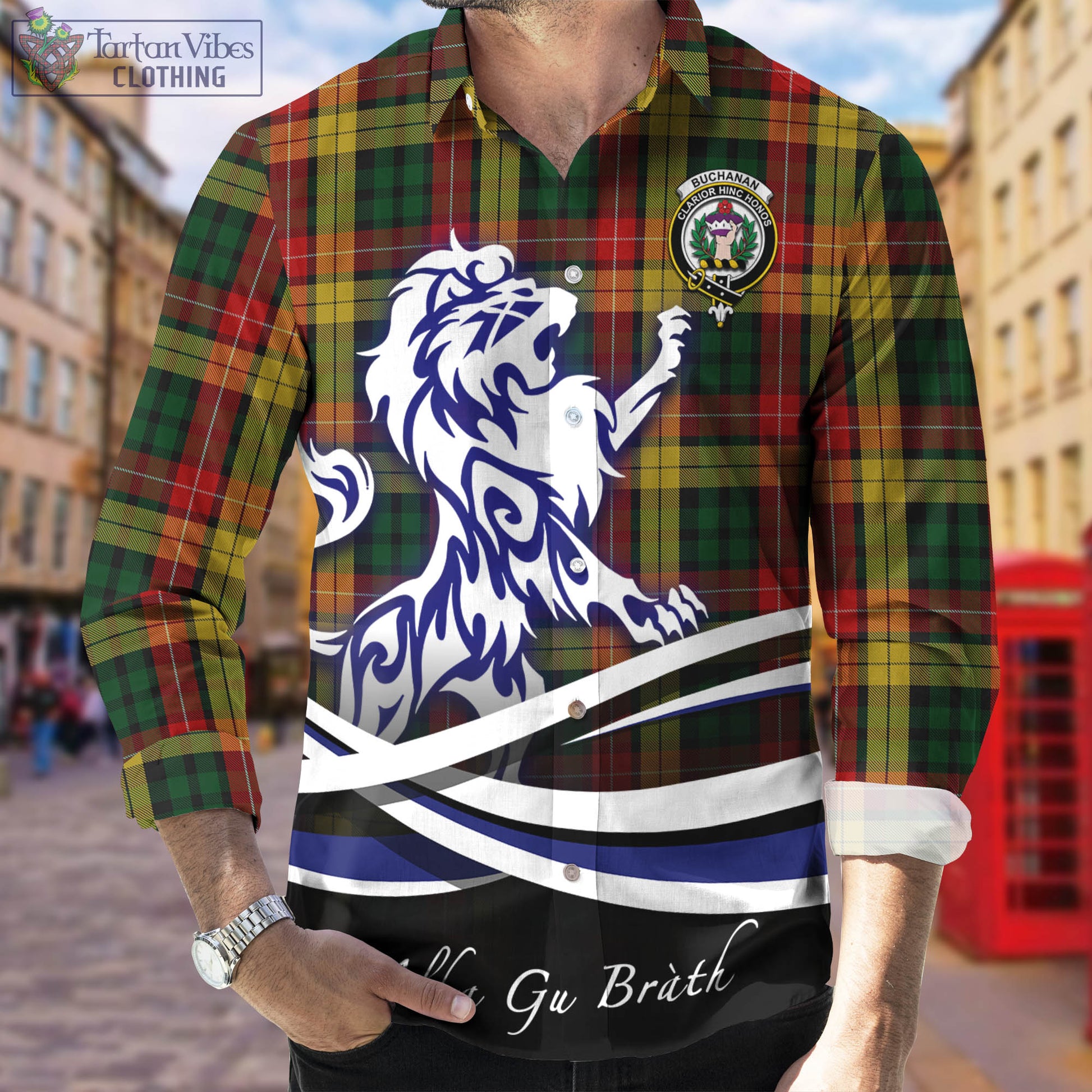 buchanan-tartan-long-sleeve-button-up-shirt-with-alba-gu-brath-regal-lion-emblem