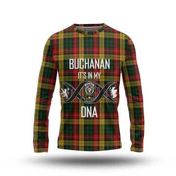 Buchanan Tartan Long Sleeve T-Shirt with Family Crest DNA In Me Style