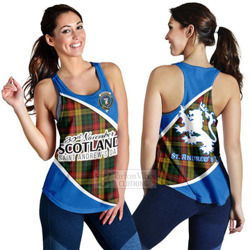 Buchanan Family Crest Tartan Women's Racerback Tanks Celebrate Saint Andrew's Day in Style