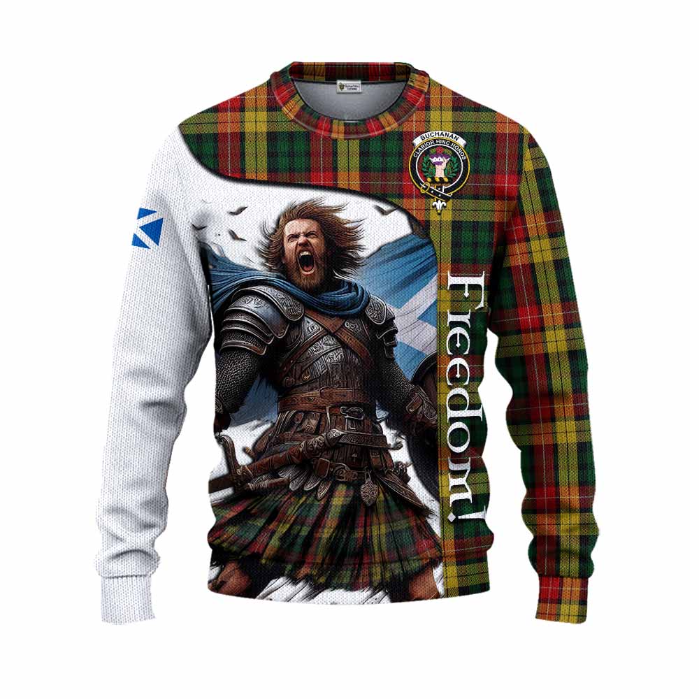 Tartan Vibes Clothing Buchanan Crest Tartan Knitted Sweater Inspired by the Freedom of Scottish Warrior