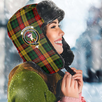 Buchanan Tartan Winter Trapper Hat with Family Crest