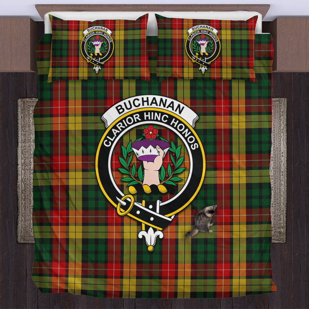 Buchanan Tartan Bedding Set with Family Crest US Bedding Set - Tartan Vibes Clothing