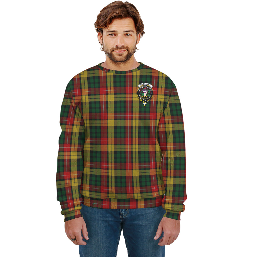 Buchanan Tartan Sweatshirt with Family Crest Unisex - Tartan Vibes Clothing