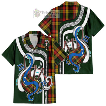 Buchanan Tartan Short Sleeve Button Shirt with Epic Bagpipe Style