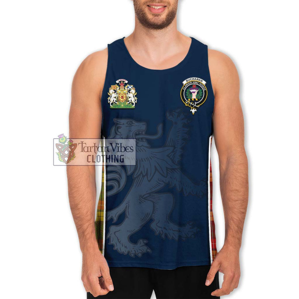 Buchanan Tartan Men's Tank Top with Family Crest and Lion Rampant Vibes Sport Style Men - Tartan Vibes Clothing