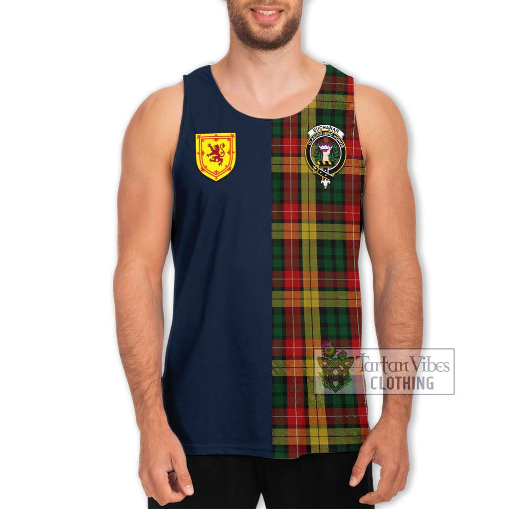 Tartan Vibes Clothing Buchanan Tartan Men's Tank Top with Scottish Lion Royal Arm Half Style