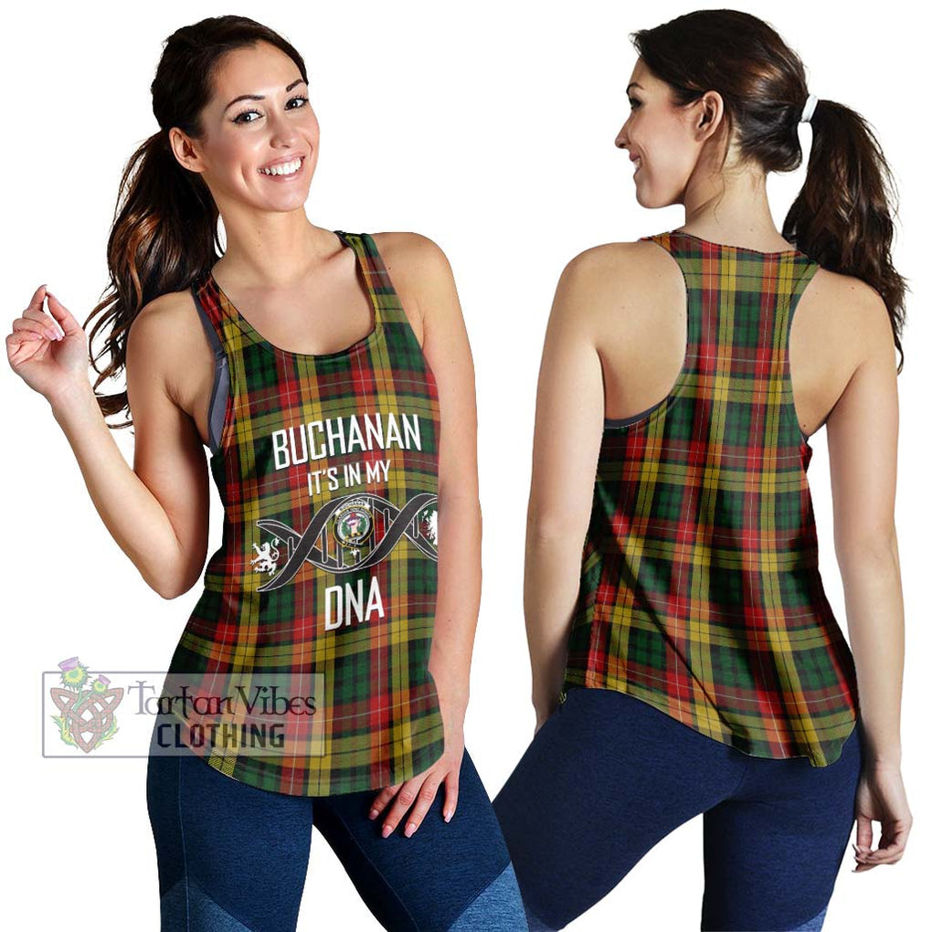 Buchanan Tartan Women's Racerback Tanks with Family Crest DNA In Me Style 4XL - Tartanvibesclothing Shop