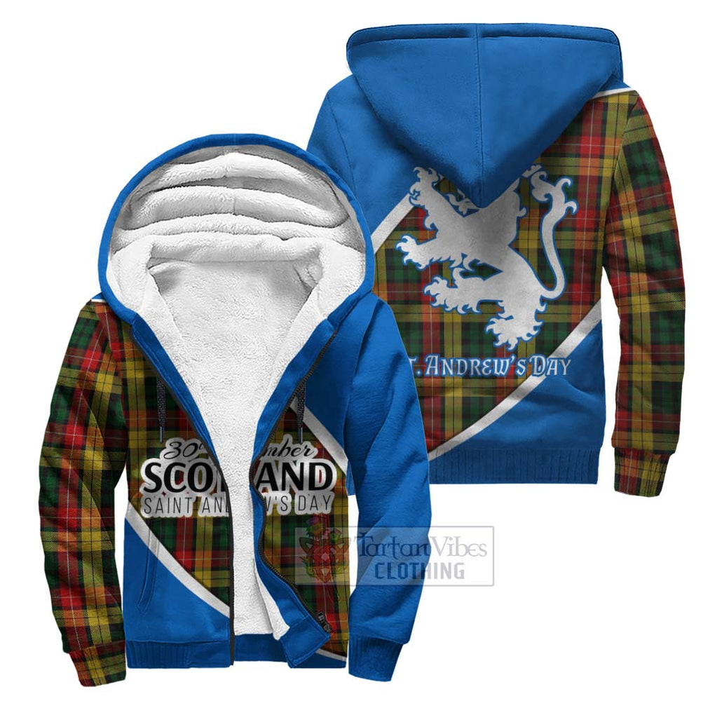 Tartan Vibes Clothing Buchanan Family Crest Tartan Sherpa Hoodie Celebrate Saint Andrew's Day in Style