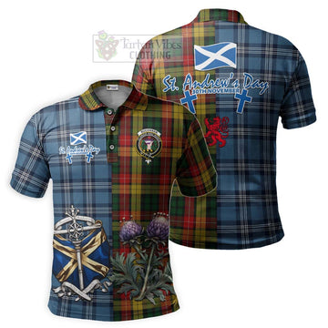 Buchanan Tartan Polo Shirt Happy St. Andrew's Day Half Tartan Style