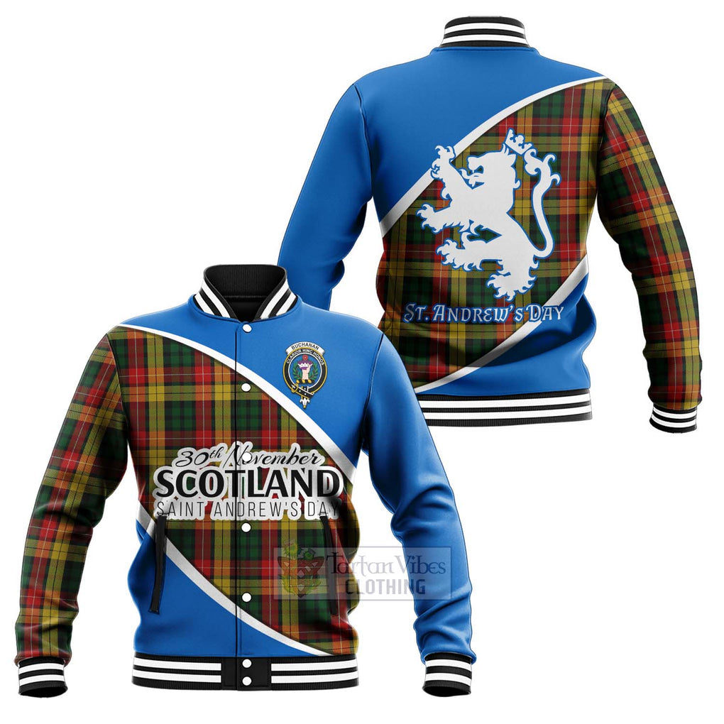 Tartan Vibes Clothing Buchanan Family Crest Tartan Baseball Jacket Celebrate Saint Andrew's Day in Style