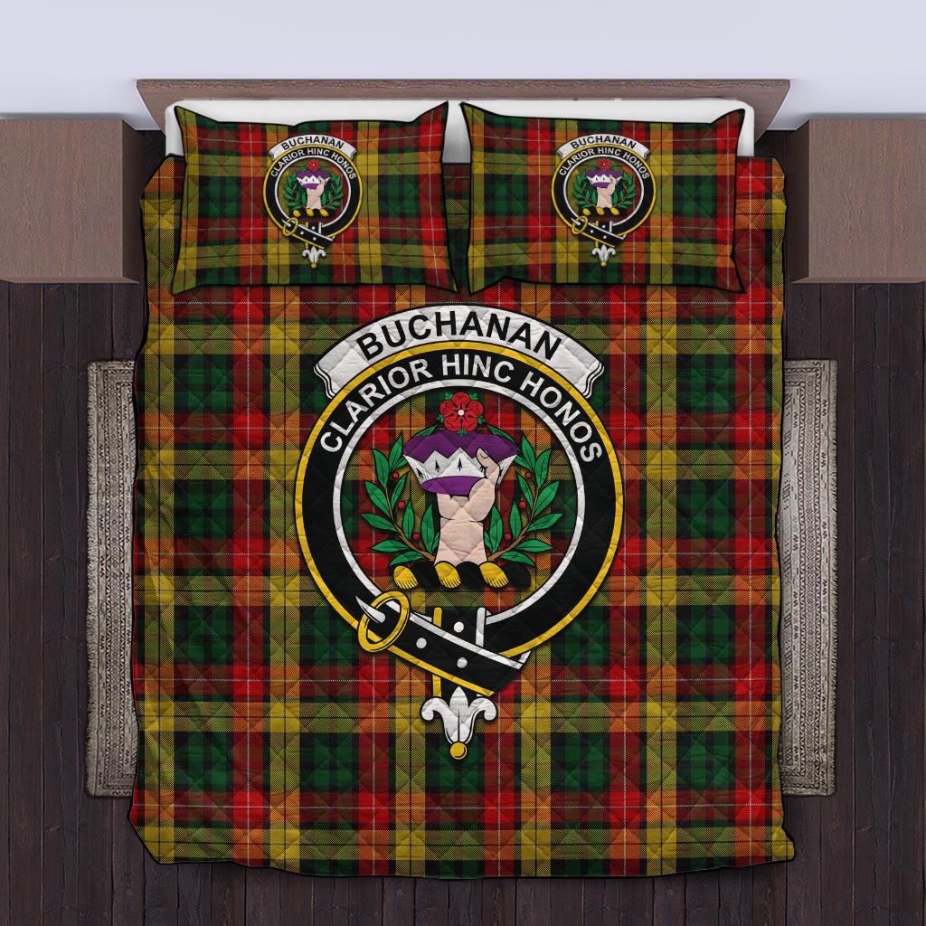 Buchanan Tartan Quilt Bed Set with Family Crest Twin - Tartan Vibes Clothing