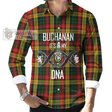 Buchanan Tartan Long Sleeve Button Shirt with Family Crest DNA In Me Style