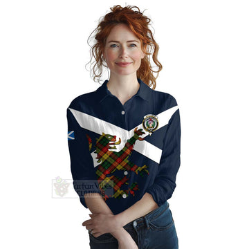 Buchanan Tartan Lion Rampant Women's Casual Shirt Proudly Display Your Heritage with Alba Gu Brath and Clan Name