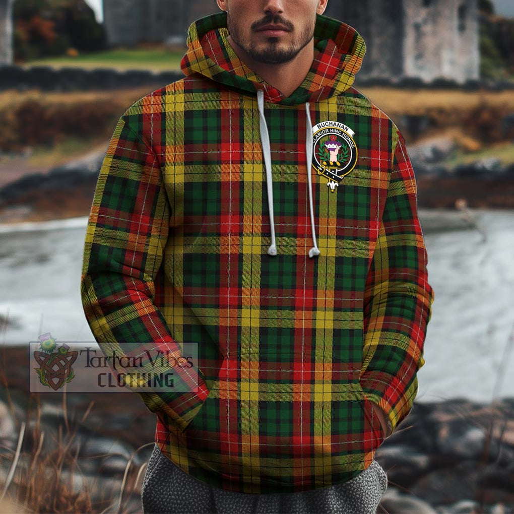 Buchanan Tartan Cotton Hoodie with Family Crest Pullover Hoodie XS - Tartan Vibes Clothing