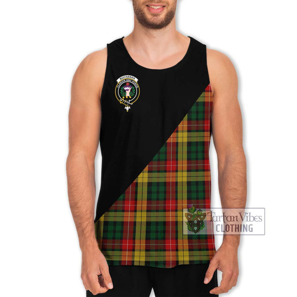 Buchanan Tartan Men's Tank Top with Family Crest and Military Logo Style Men - Tartanvibesclothing Shop