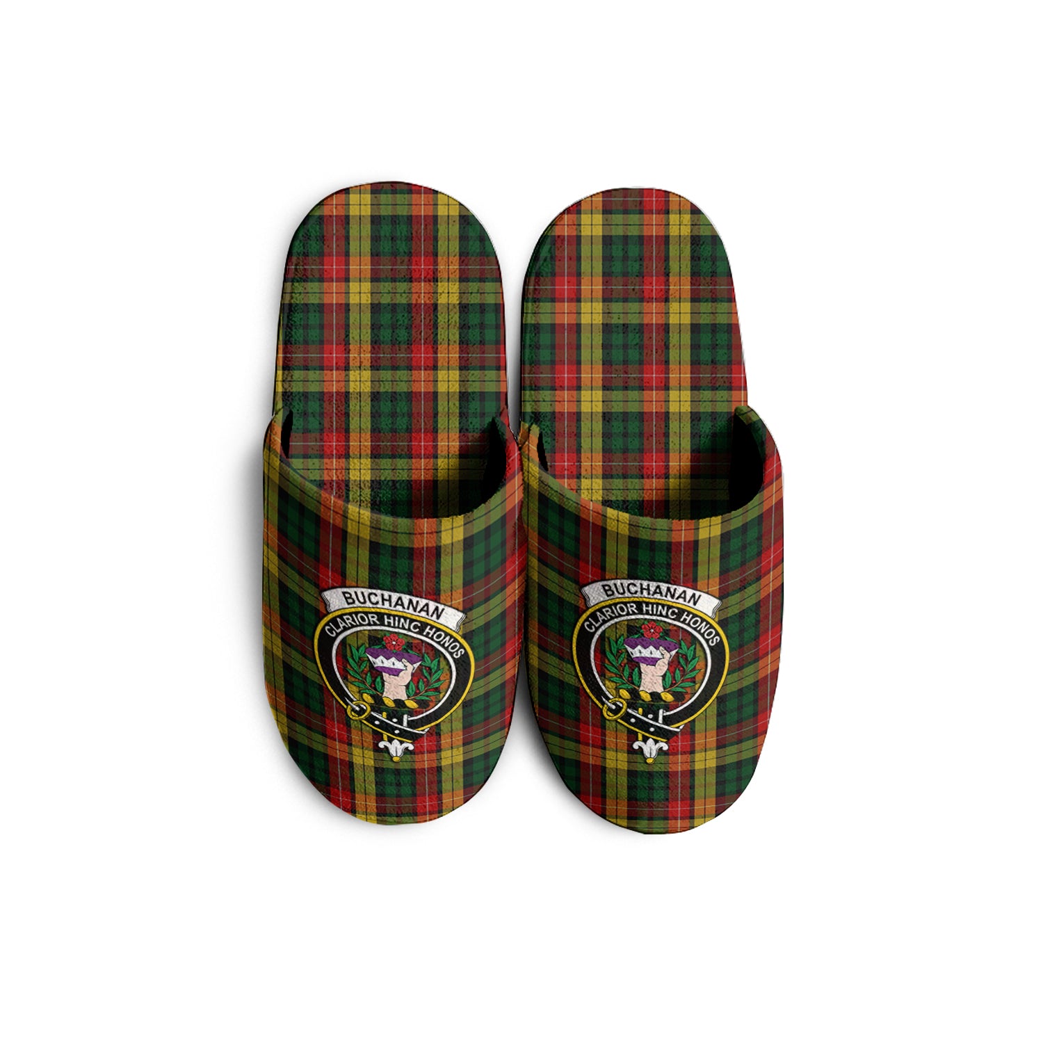 Buchanan Tartan Home Slippers with Family Crest - Tartanvibesclothing