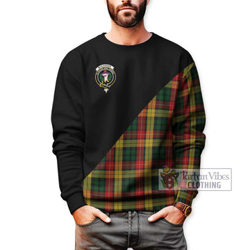 Buchanan Tartan Sweatshirt with Family Crest and Military Logo Style