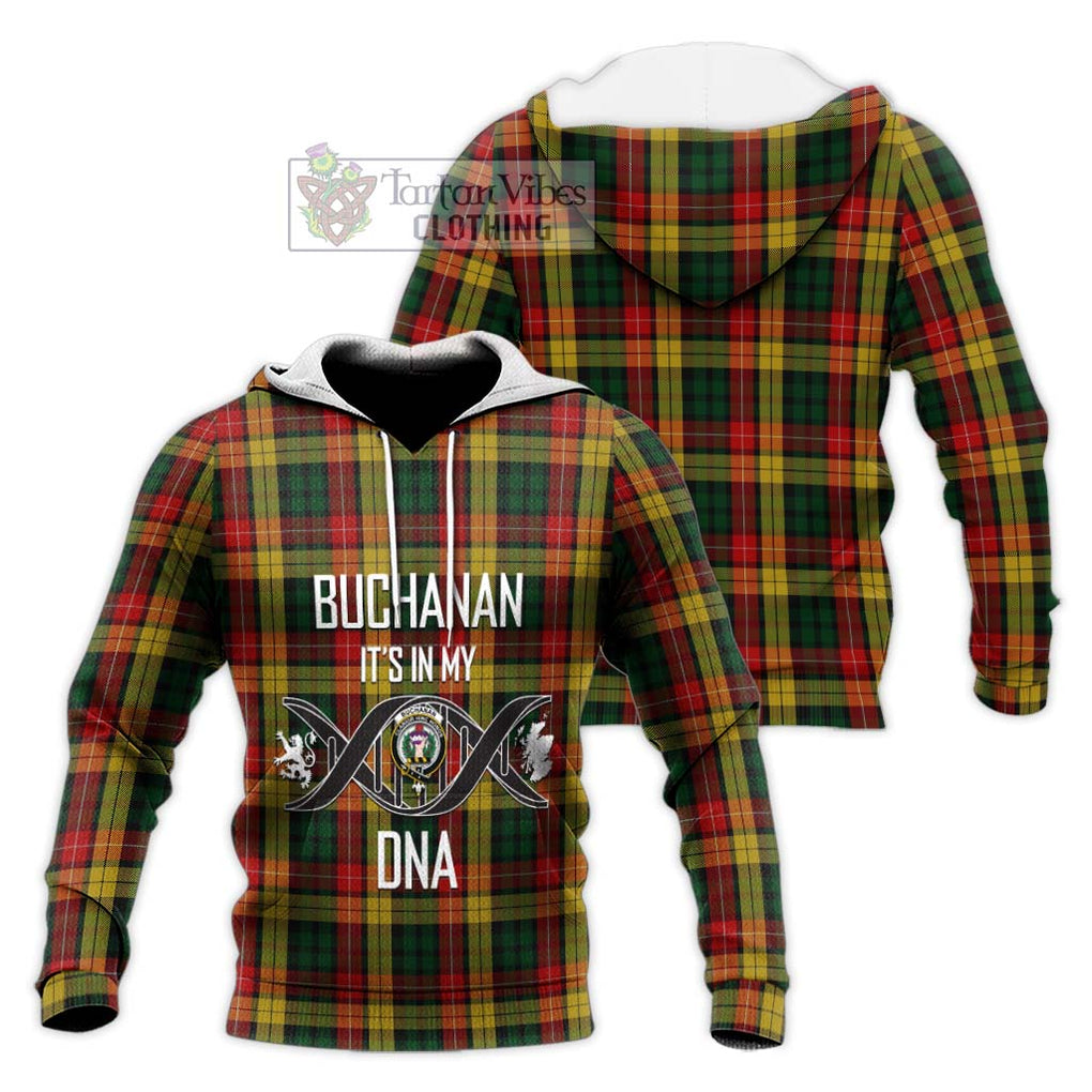 Buchanan Tartan Knitted Hoodie with Family Crest DNA In Me Style Unisex Knitted Pullover Hoodie - Tartanvibesclothing Shop