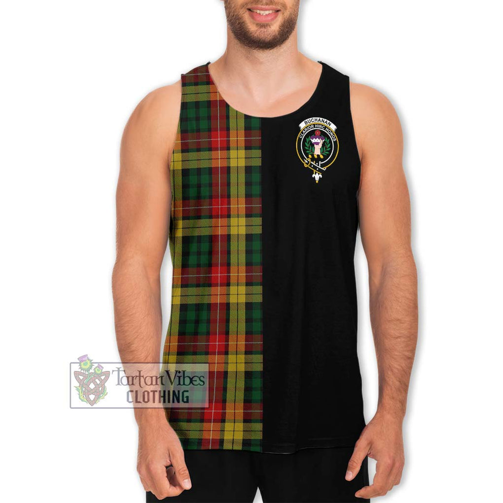 Buchanan Tartan Men's Tank Top with Family Crest and Half Of Me Style Men - Tartanvibesclothing Shop