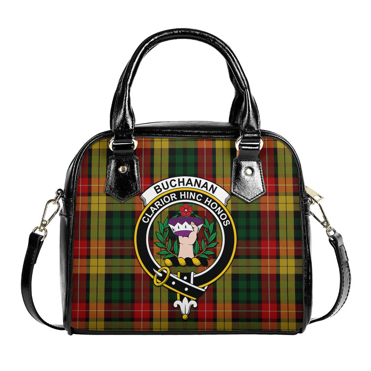 Buchanan Tartan Shoulder Handbags with Family Crest One Size 6*25*22 cm - Tartanvibesclothing