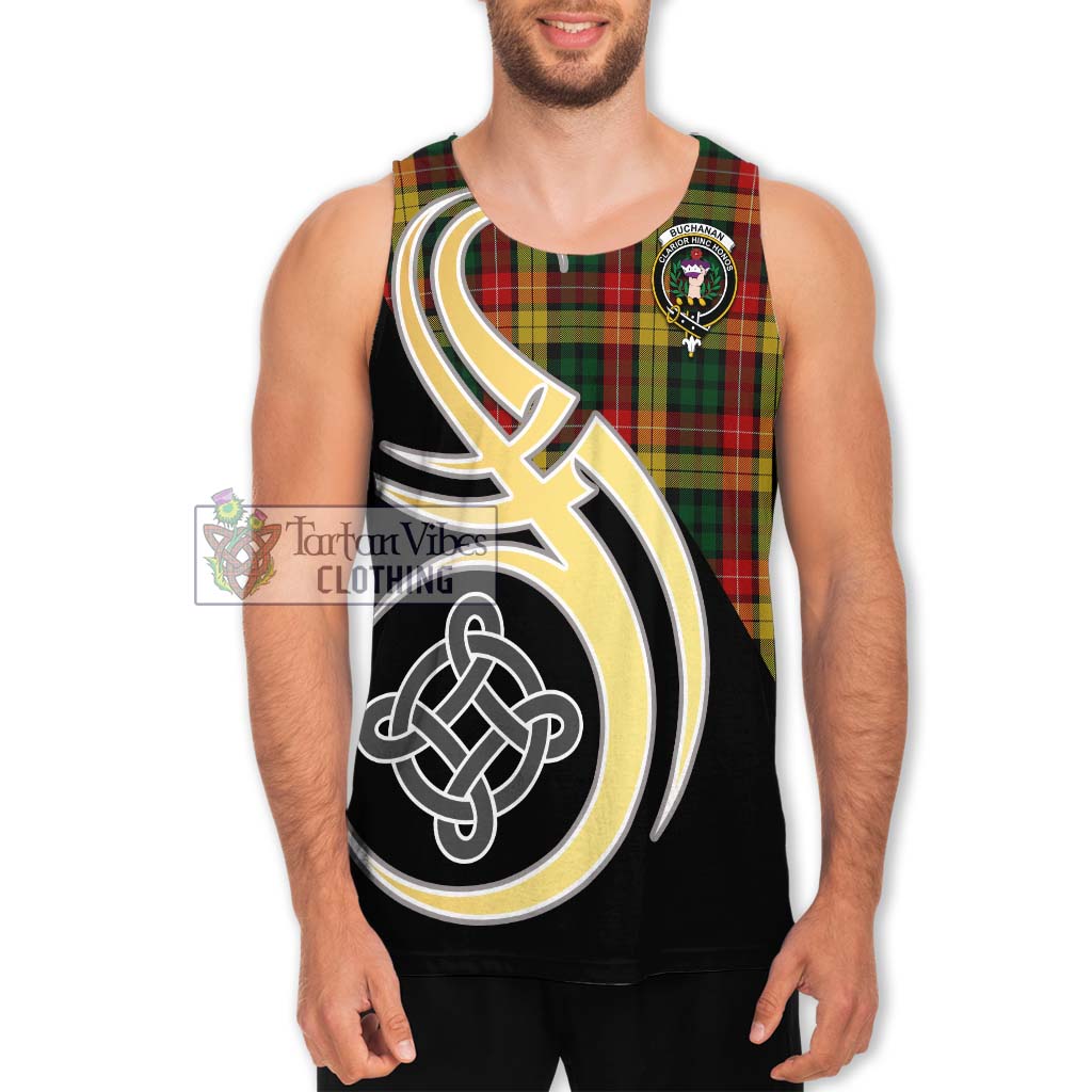 Buchanan Tartan Men's Tank Top with Family Crest and Celtic Symbol Style Men - Tartan Vibes Clothing