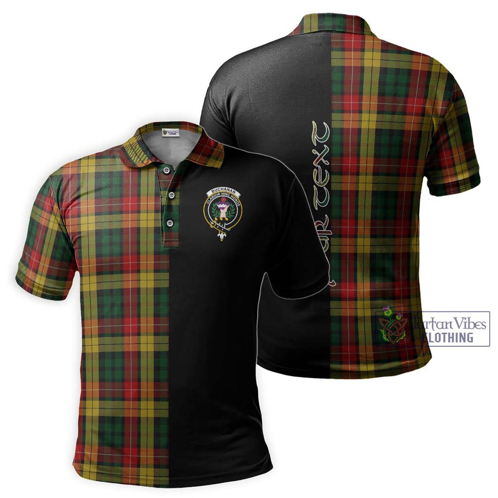 Buchanan Tartan Polo Shirt with Family Crest and Half Of Me Style Kid - Tartanvibesclothing Shop